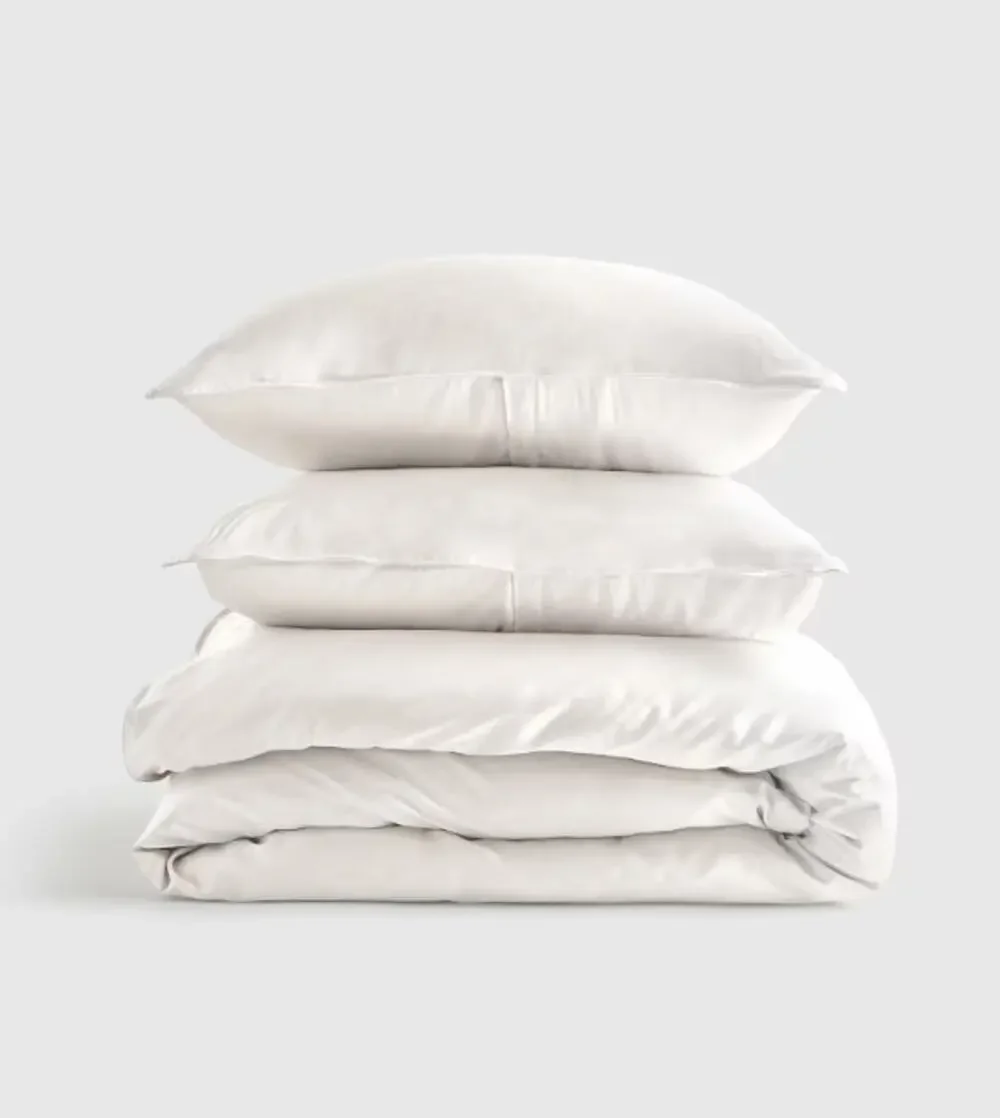 NEW Quince Bamboo Duvet Cover Set + SHAMS  Full Queen White - NO INSERT
